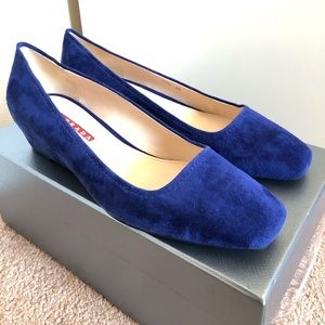 Prada Suede Square-Toe Demi Wedge